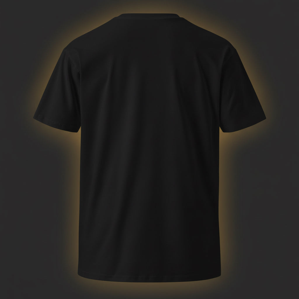 Black t-shirt on a white background