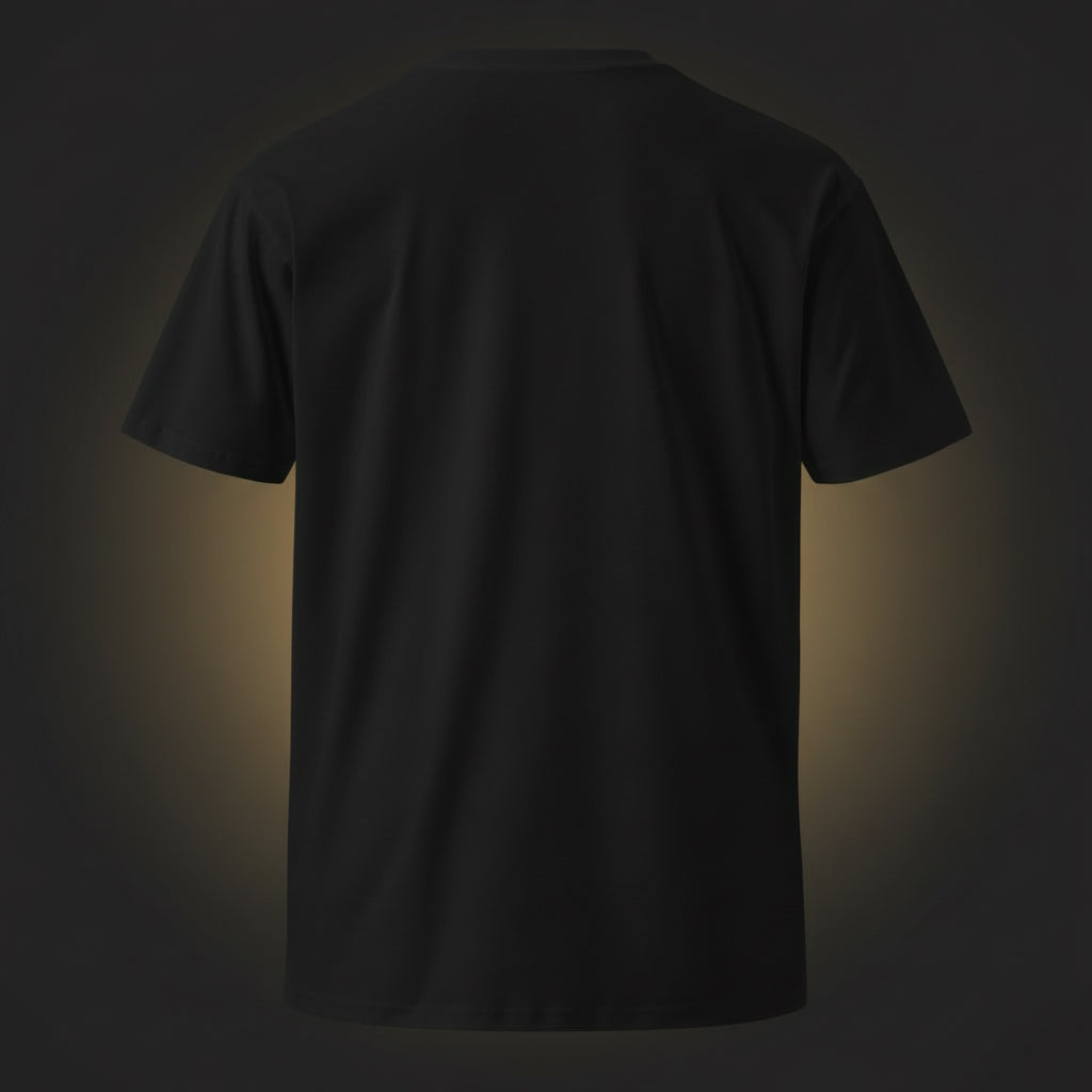 Black t-shirt on a dark background
