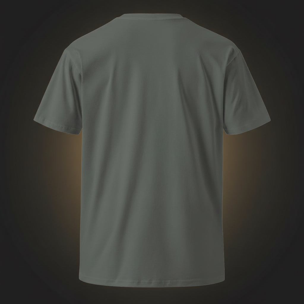 Plain gray t-shirt on a dark background